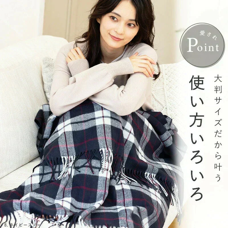 【1ブラックシアン】【商品名：大判なめらかストール】