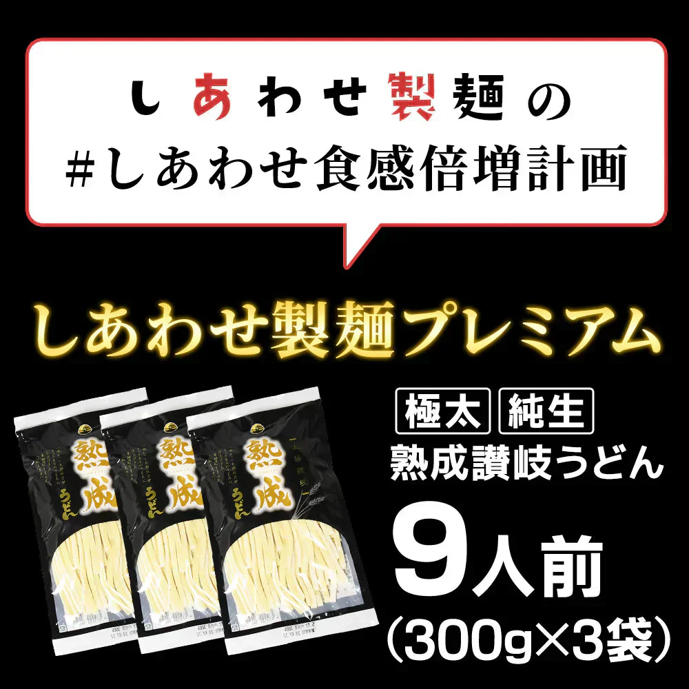 製造直売 本場讃岐 熟成うどん ９００ｇ （３００ｇｘ３袋） 約９人前