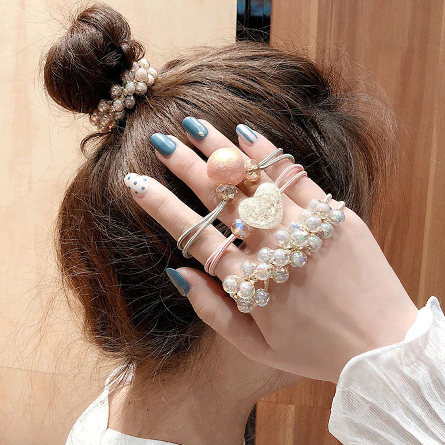 ヘアゴム 3点セット キラキラ 髪留め ブレスレット おしゃれ おとな ヘアアクセサリー ヘアアレンジ シンプル 上品 かわいい　コロコロ 髪飾り 普段使い