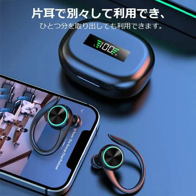 イヤホン 耳を塞がない ワイヤレス bluetooth 5.3 ランニング オープンイヤー ワイヤレスイヤホン ジョギング イヤーカフイヤホン 耳掛け式 マイク 高音質 w602D(ゴールド)