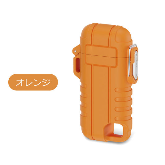ライター 直線ビーム着火 青炎 IP56防水 強力な炎 防風 強力な青炎 防風ガスライター ガス注入可能 耐久性抜群 s101B(オレンジ)