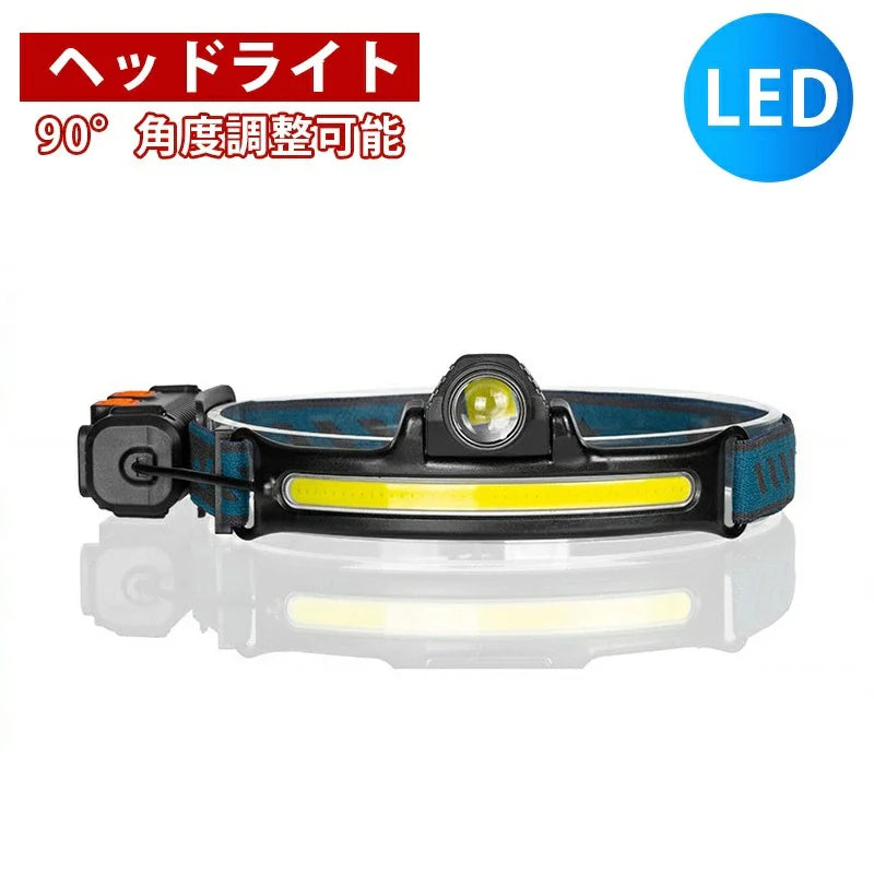 進化版 ヘッドライト充電式 LED 記憶機能付き 明るい 5つランプビーズ 6つ点灯モード センサー 90°角度調整可能 電池残量指示 防水 防災 夜釣り w228