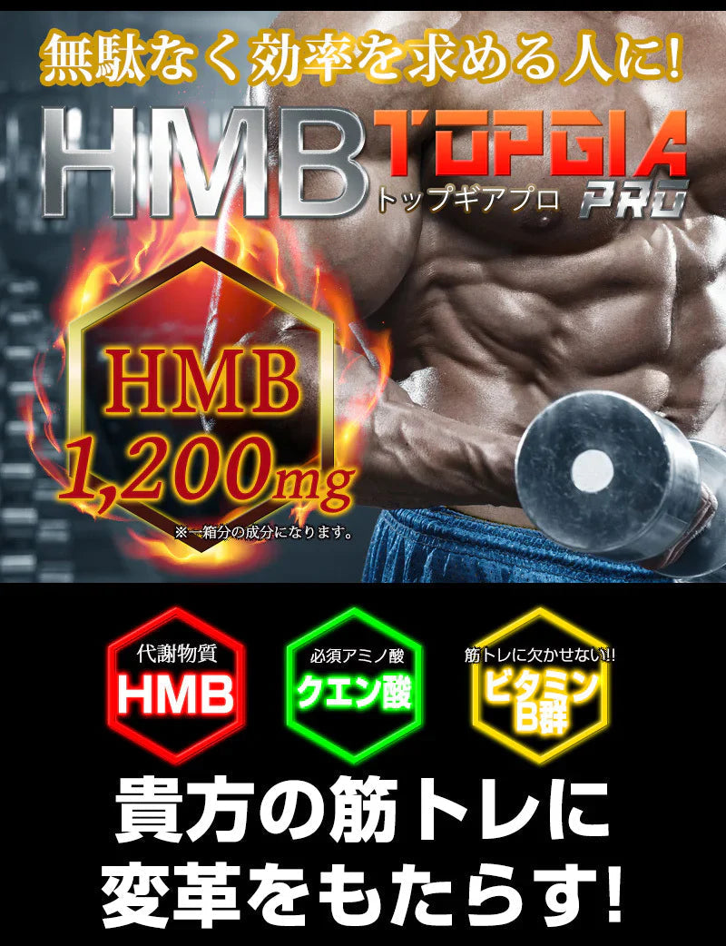 HMB トップギアプロ (HMB TOPGIA PRO) マッスルパワーを強力サポート! 筋肉 強力サポート 筋トレ マッスルパワー 中年太り 運動不足 プロテイン ダイエット 男性 筋トレ サプリメント シトルリン　アルギニン クレアチン カルニチン 亜鉛 マカ HMB スッポン マムシ BCAA 馬睾丸 日本  気力 活力 男力 バルクアップ 太く強く 最強のボディー