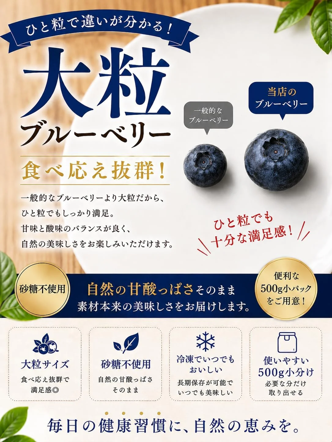 [みさわのやさい] ブルーベリー 冷凍 1kg (500g x 2パック) 大粒 カナダ産 砂糖不使用 そのまま食べられる