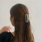 (四角)ヘアクリップ バンスクリップ パール付 シンプル レディース ヘアアクセサリー 髪飾り