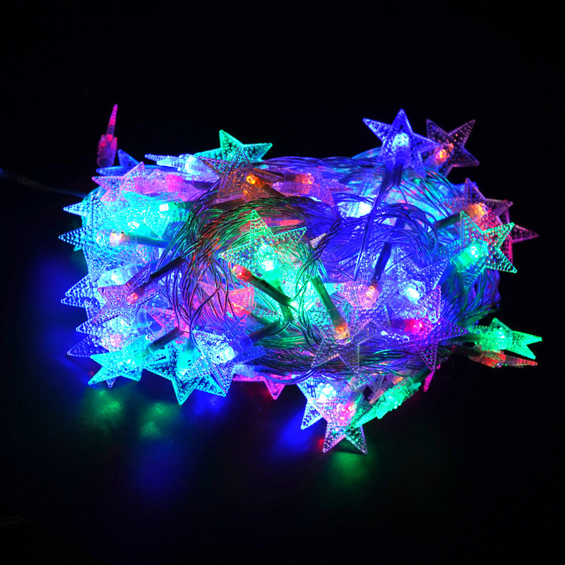 星 カラフル コンセント式(100球) フェアリーライト ledイルミネーションライト 交流 コンセント 電池式 10m LED クリスマスツリー飾り ベランダ バルコニー 室内 誕生日 結婚記念日パーティー