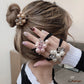 (ピンク)ヘアゴム キラキラ パール おしゃれ ヘアアクセサリー リボン結び シンプル 髪留め