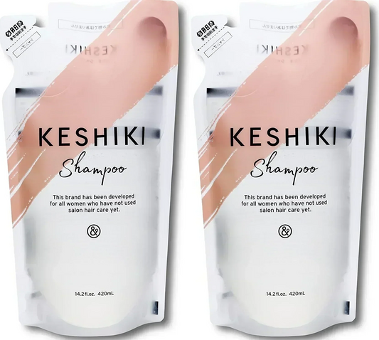 8月下旬入荷 2袋セット KESHIKI ケシキ シャンプー 詰め替え クリックポスト発送のみ 送料無料 420ml 美容室 美容院 アミノ酸 いい香り 美容液 天然由来成分 サロン専売 ヘアトリートメント 美容室 サロン専売品 美容院 ヘアケア ヒートケア ダメージ ＆NINE アンドナイン