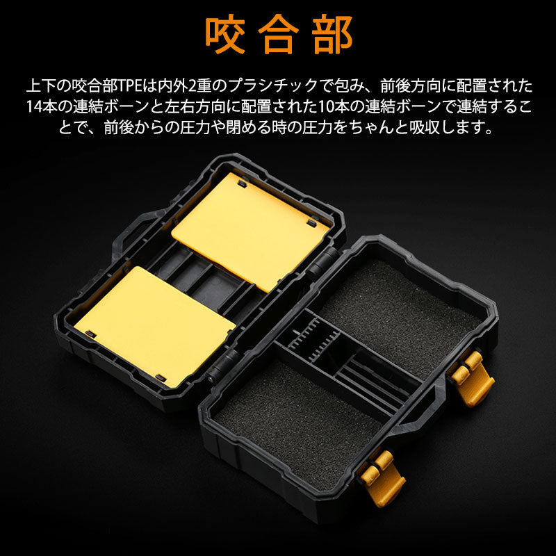 メモリカード収納ケース カメラバッテリー2個 TF9枚 SDカード5枚 CFカード2枚またはXQDカード2枚収納できる ポータブル ケース コンパクト 大容量