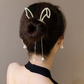 (HANE)ヘアクリップ ゆらゆらチェーン付き 髪留め 髪飾り 扇子 ヘアアクセサリー オシャレ上品 パーティー飾り