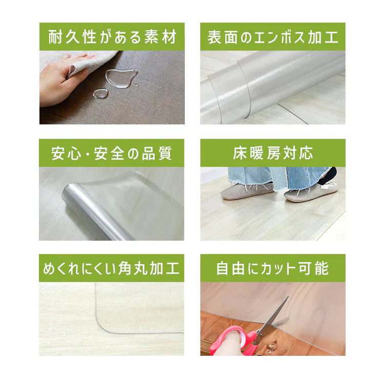 【予約商品：7月上旬（～10日までに発送）】【120×90㎝】チェアマット 透明 おしゃれ 120×90cm 凸型 厚1.5mm 大判 クリア マット 拭ける 床保護マット PVC 抗菌 防臭 床 傷防止マット 撥水 クリアチェアマット 長方形 デスク下マット イス 椅子 チェア キッチンマット デスクマット