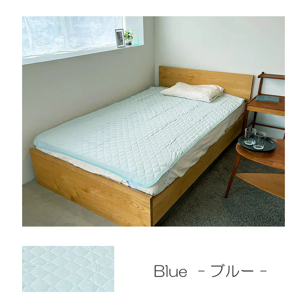 敷きパッド 冷感 ダブル ブルー Q-MAX0.5 リバーシブル パイル 綿 冷感 140 205 洗える 丸洗い ウォッシャブル ひんやり 接触冷感 さらっと 夏 冷感マット 敷パッド ベッドパッド 速乾 オールシーズン