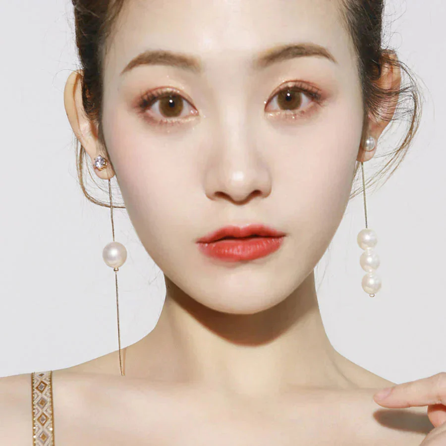 (Bゴールド*M)ピアス パール ロング 揺れる 2way パールピアス アシンメトリー ロングピアス 大ぶりイヤリング左右非対称 かわいい