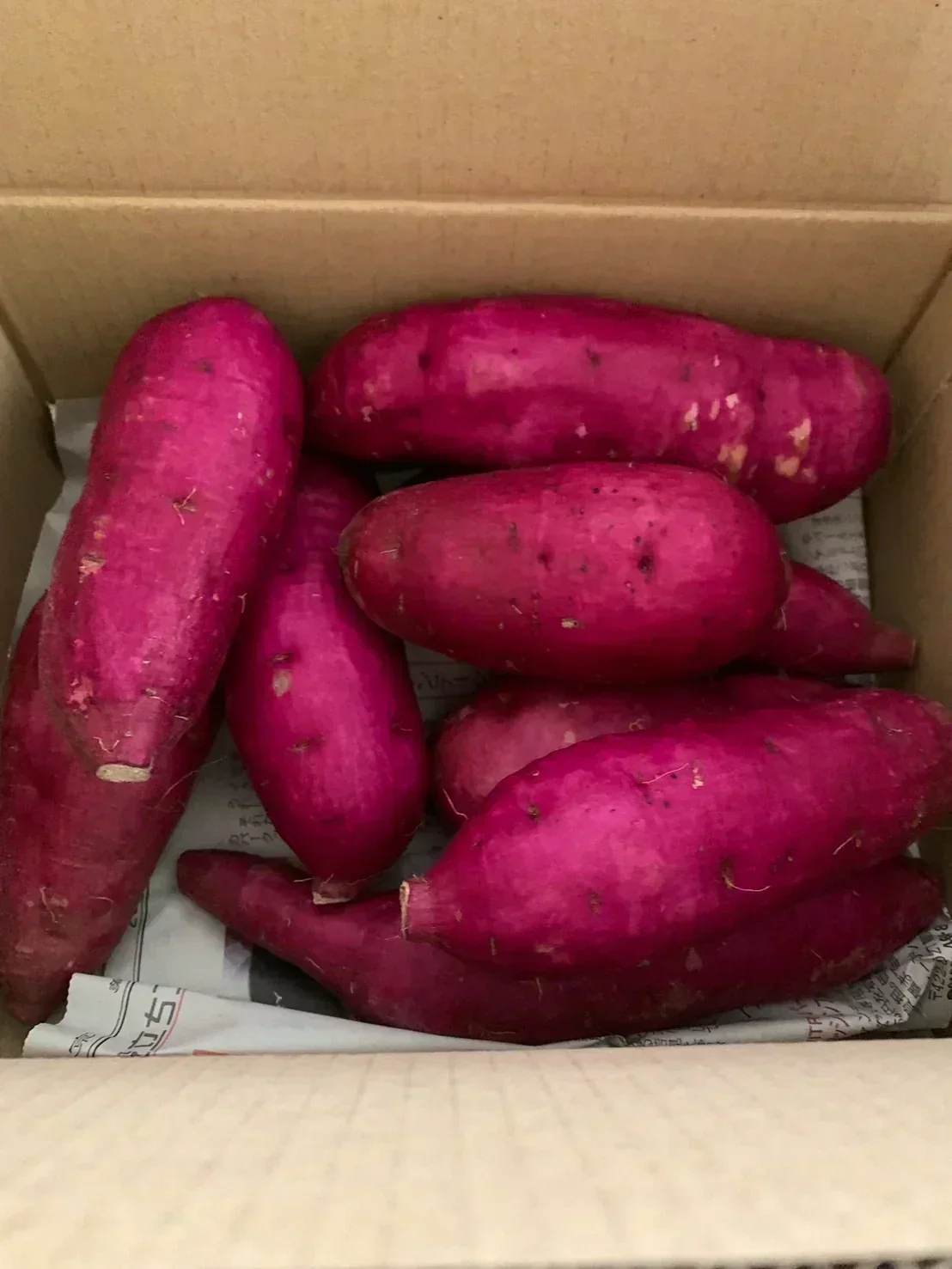 【箱いっぱい！紫さつまいも　2キロ　詰め合わせ　さつまいも　甘くておいしいさつまいも】　豊洲市場　紫さつまいも2㎏