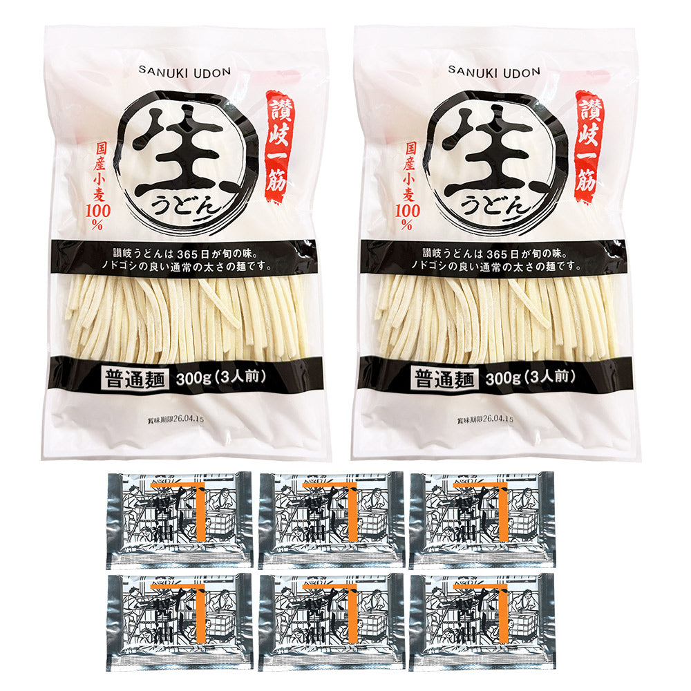 本場生讃岐うどん 専用醤油付セット 6人前 (麺300g×2袋、だし醤油×6袋)【送料込み】【ゆうパケットでお届け】