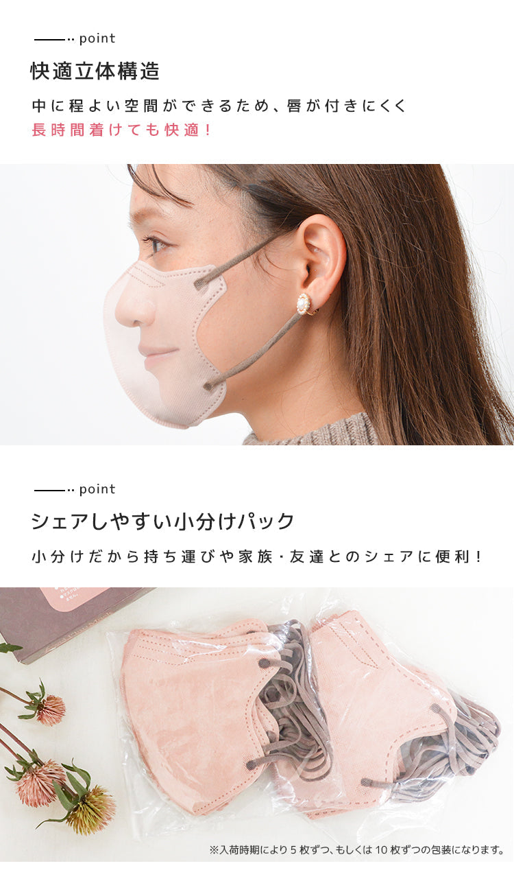 【FREEサイズ】【ライラックアッシュ】【100枚セット】フィットタイプ バイカラー 立体マスク バイカラー 小顔 立体 不織布 カラー 血色 5D 3Dマスク マスク 両面 同色 カラーマスク ジュエルフラップマスク 3Dデイリースタイル Jewel Flap Mask 3D daily style Fit type フィットタイプ 公式 WEIMALL bwm5d