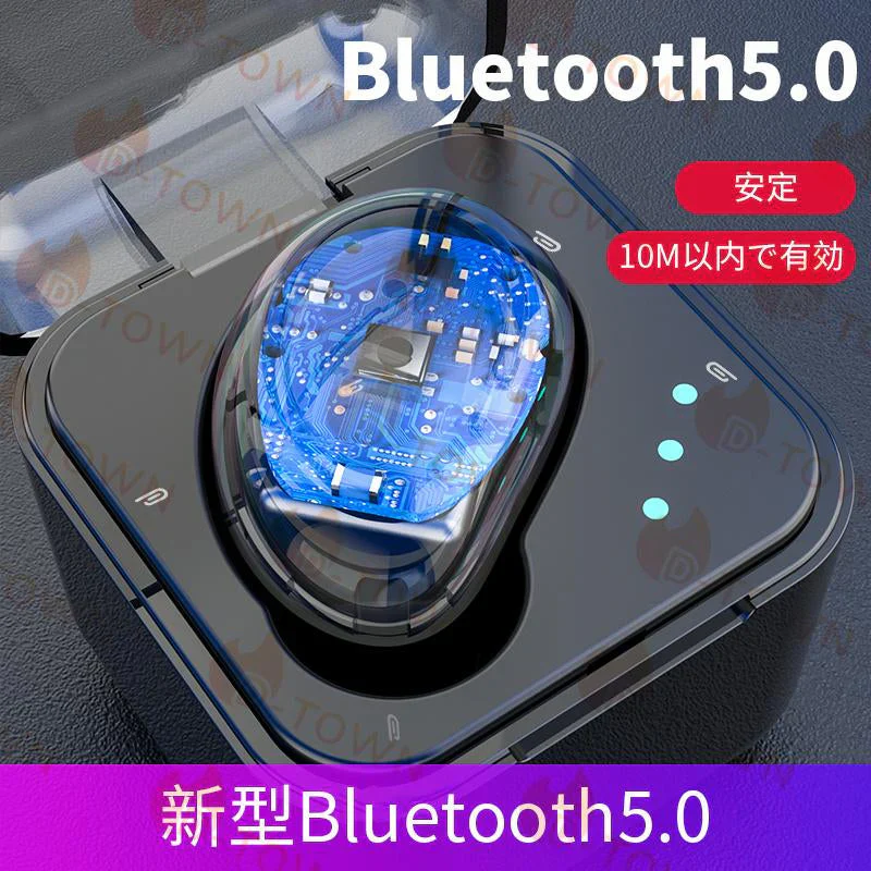 ブルートゥースイヤホン ヘッドホン 両耳 高音質 タッチタイプ　完全ワイヤレス 耳掛け式 自動ペアリング IPX7防水 Bluetooth 5.0 w595A(ブラック)
