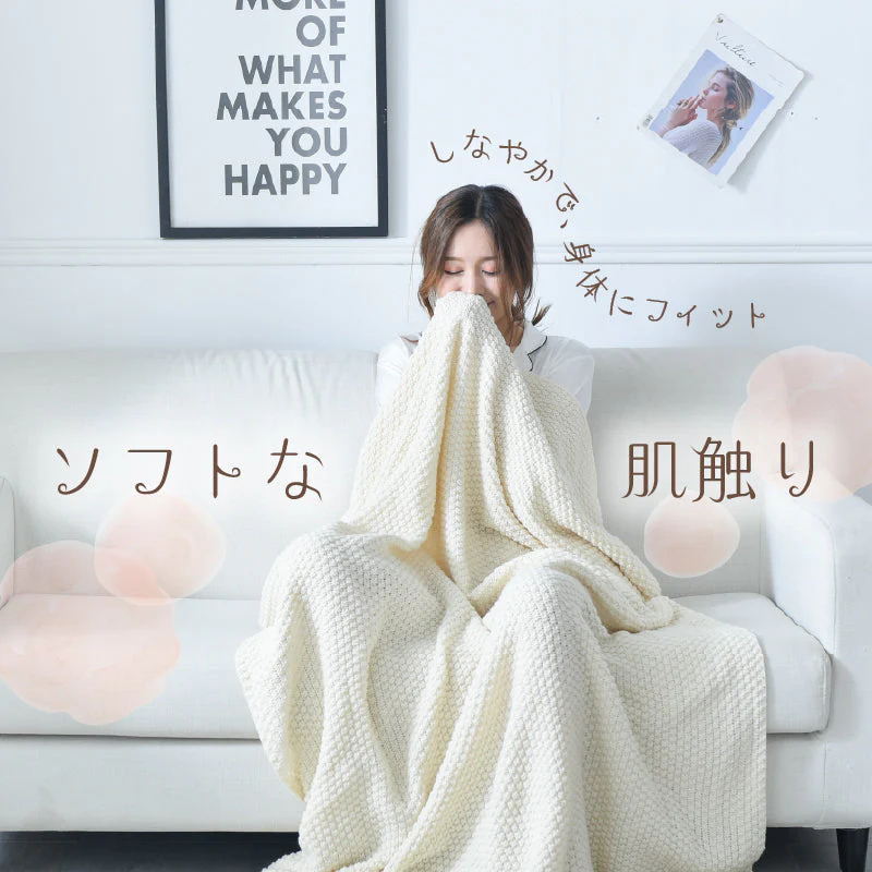 【ベージュ　110×240cm】ブランケット ひざ掛け 大判 北欧 ポンチョ かわいい おしゃれ マルチカバー フリークロス フリンジ付き タオルケット ベッドカバー アイボリー ソファー ペット ニット 冷房対策 ソファーカバー 新生活 プレゼント