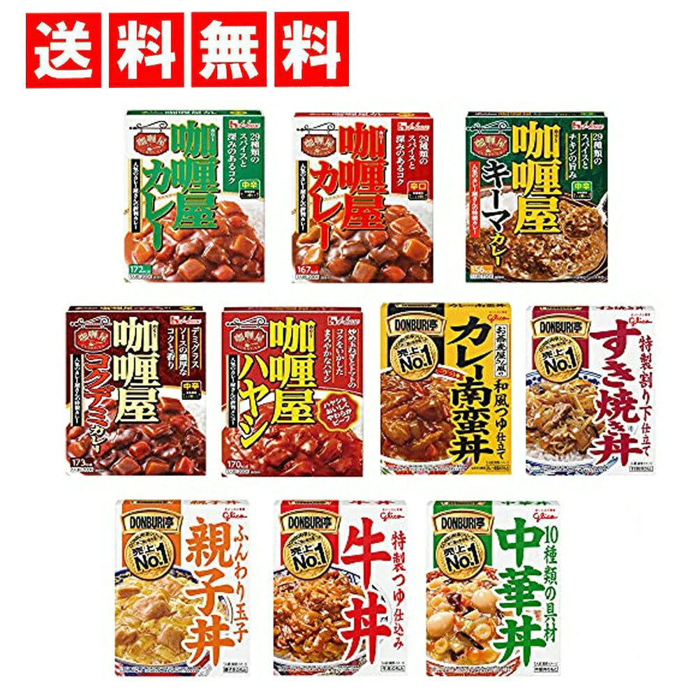 カリー屋カレー（咖喱屋カレー） どんぶり亭 詰め合わせ  × 10食セット  ( 牛丼 親子丼 ビビンバ 中華丼 ハヤシライス カレー かれー ライス どんぶり 丼 丼物 レトルト 非常食 レンチン つめあわせ まとめ買い アソート インスタント  )