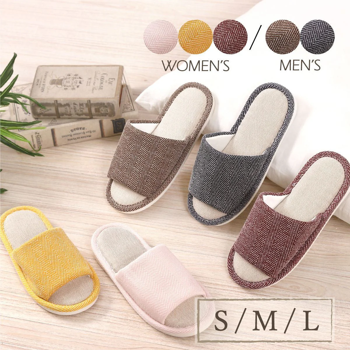 【パープル　L】スリッパ 春夏秋冬 ユニセックス おしゃれ シンプル 来客用 ヘリンボーン柄 滑り止め 小さい 大きい サイズ かわいい さらさら PVC素材 低反発 新生活 プレゼント