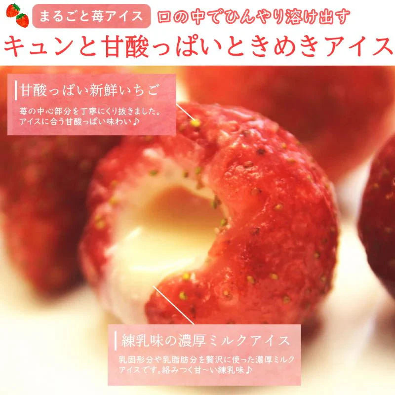 まるごと苺アイス20粒入り　イチゴの中に練乳アイスをトッピング！まるごと食べられるフルーツアイス
