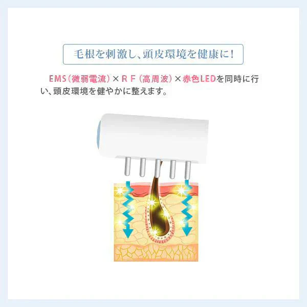 育毛美顔器イオンプルレ ヘアーブースター ems 電気針ヘッドスパブラシ 頭皮マッサージブラシ 女性用 育毛剤導入器 頭皮ems 高周波（RF）