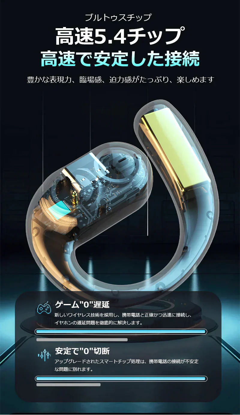 ワイヤレスイヤホン 耳掛け式  PSE認証 Bluetooth 5.4 HIFI高音質 超長航続 自動接続 360°サラウンあドステレオ 低遅延 快適着装 ワイヤレスステレオイヤホン s109B(ホワイト)
