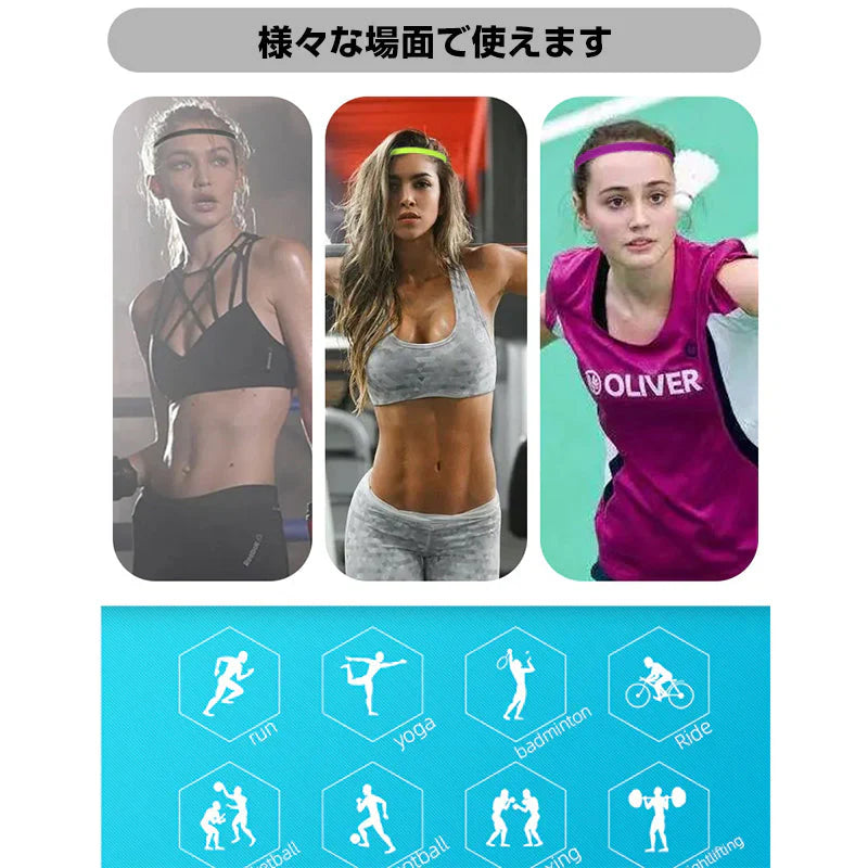 ヘッドバンド ヘアバンド ブルー 1本 汗止め 前髪留め 滑り止め スポーツ 吸汗 速乾 伸縮 通気 バスケ サッカー エクササイズ アウトドア ジム 無地 男女兼用