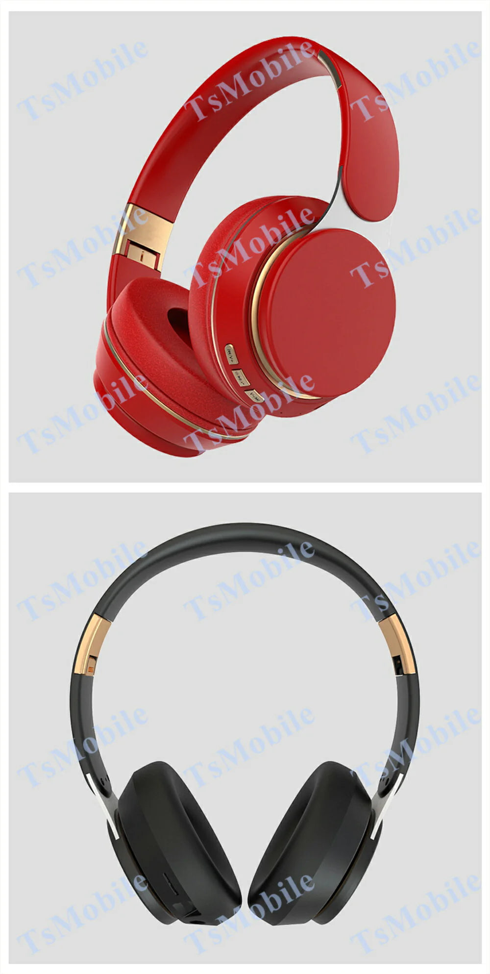 ワイヤレス レッド ヘッドホンBluetooth 5 高音質 ステレオ ブルートゥース 有線無線2WAY 3.5mmAUXケーブル付き iphone6s 7 8 x 11 Max xs xr Plus android パソコン