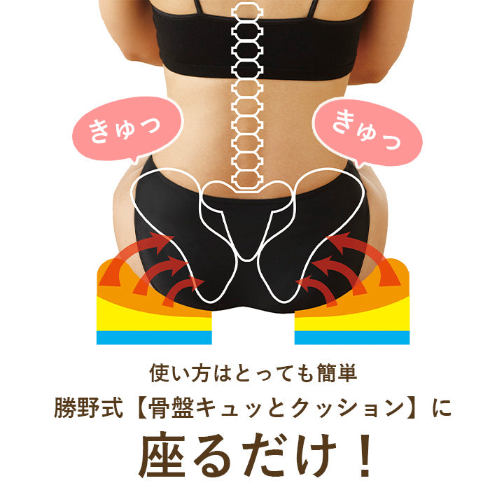 勝野式 座るだけで骨盤キュッとクッション 骨盤ケア 猫背 腰痛 デスクワーク 長時間運転 ゆがみ 矯正 椅子 子供 骨盤クッション