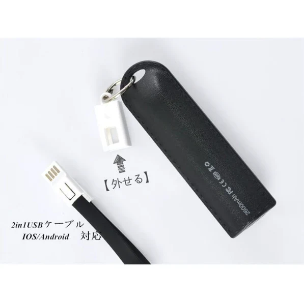「在庫処分商品」「ベビーブルー」【iOS/Android対応】軽量キーホルダーモバイルバッテリー 2600mAh 2ni1ケーブル iPhoneX iPhone8 Plus Xperia 携帯充電器 モバイルバッテリー 【PL保険】