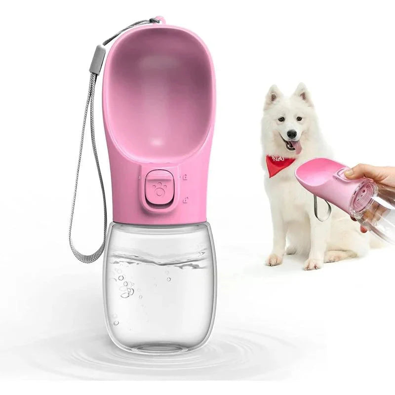 ペット給水器 お散歩ウォーターボトル 猫 犬 水飲み器 携帯用 水槽付き 水漏れ防止 給水 ボトル ハンディーボトル 小300ml w495C(グリーン小)