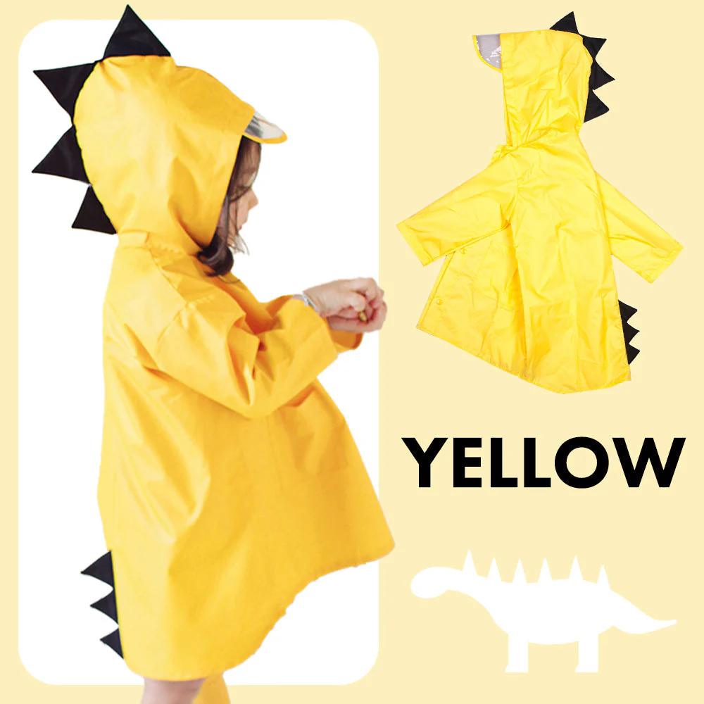 【イエロー 110サイズ XLサイズ】レインコート 恐竜 キッズ 子供用 怪獣かわいい カッパ 雨がっぱ カラフル レインウェア レインポンチョ キッズレインコート 雨具 携帯 旅行 防水 撥水 保育所 保育園 幼稚園 小学生 小学校 低学年 男の子 女の子