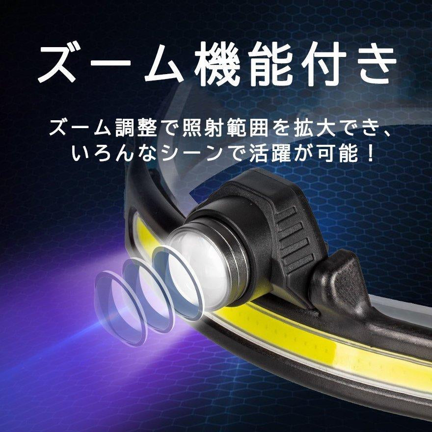 進化版 ヘッドライト充電式 LED 記憶機能付き 明るい 5つランプビーズ 6つ点灯モード センサー 90°角度調整可能 電池残量指示 防水 防災 夜釣り w228