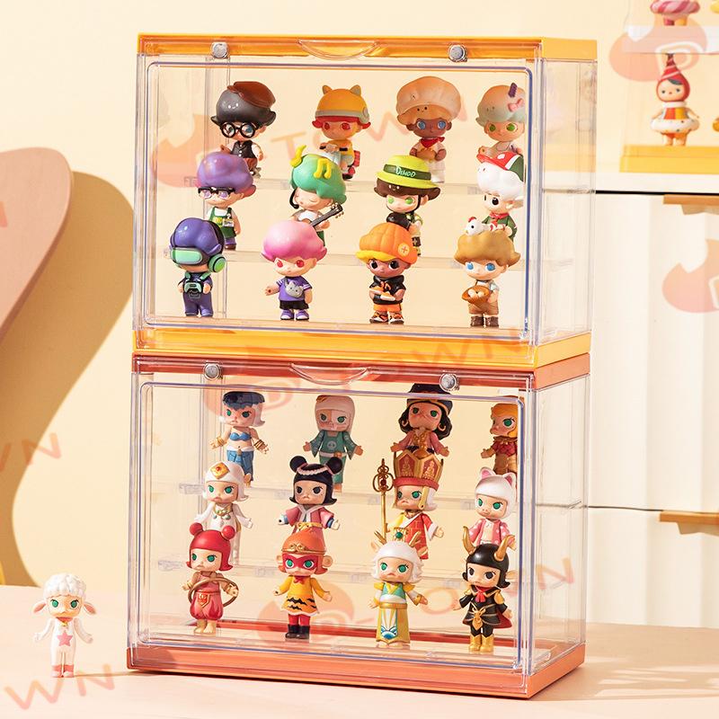 即納 大きいサイズ フィギュアケース 収納ケース 可動棚 コレクション ボックス クリアケース コレクションケース 透明 展示ケース マグネット扉付き 積み w605A(グリーン)