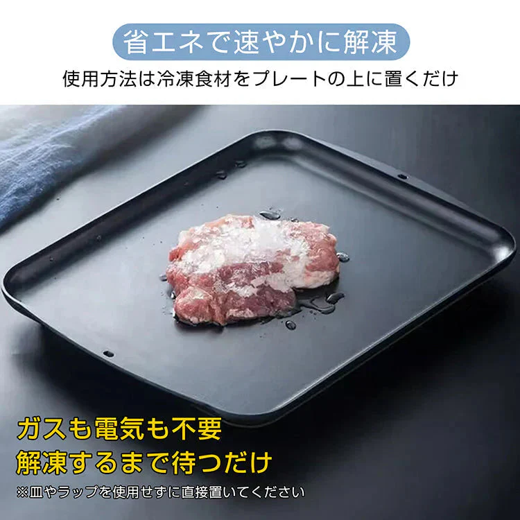 解凍プレート 急速解凍 置くだけ SNS話題 自然解凍 時間短縮 解凍板 解凍皿 まな板 アルミ合金 肉 魚 冷凍食品 便利グッズ 超薄型 キッチン エコ 電気不要