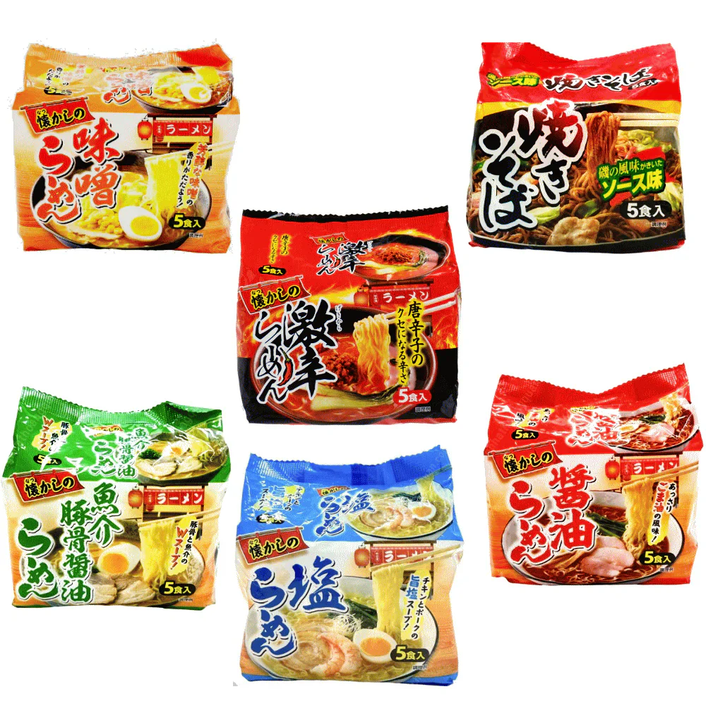 【袋麺30食特集】 山本製粉 懐かしの味噌・塩・醤油・魚介豚骨 ソース焼きそば・激辛ラーメン
