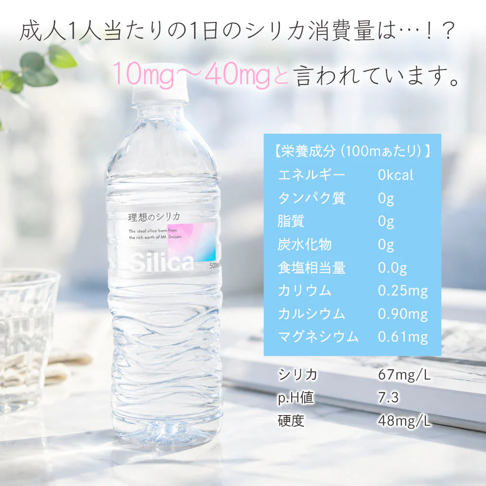 シリカ水 500ml 24本 高濃度シリカ水 シリカウォーター 理想のシリカ ミネラルウォーター ケイ素水 天然水 天然シリカ 水 軟水 国産 鳥取県産