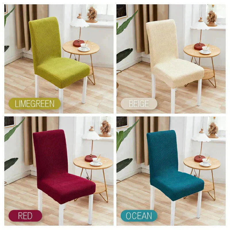 【椅子カバー　色お任せ　/4点セット】椅子カバー チェアカバー 背もたれ 座面 北欧 ベージュ アウトドア 無地 ダイニング ストレッチ フィット 伸縮性 洗える さらり 肌触り抜群 ぴったり 柔らかい 汚れ防止 プレゼント おしゃれ フルカバー 伸縮素材 送料無料 新生活