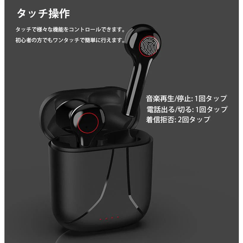 ブルートゥースイヤホン Bluetooth 5.0 ワイヤレスイヤホン 耳掛け型 ヘッドセット 片耳 両耳 ｗ041B(ブラック)