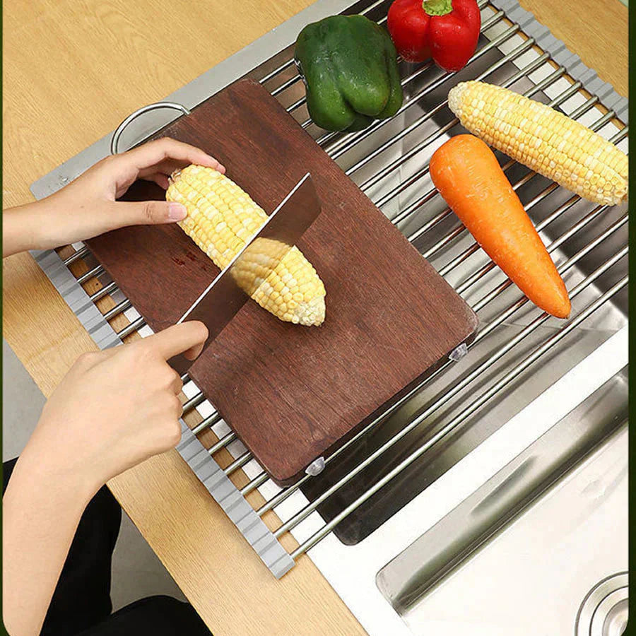 水切り 水切りラック シンク上 スリム 折りたたみ 大容量 コンパクト 食器 台所用品 みずきりかご キッチン 流し台 シンク内　くるくるスッキリラック 水流し台 シンク内