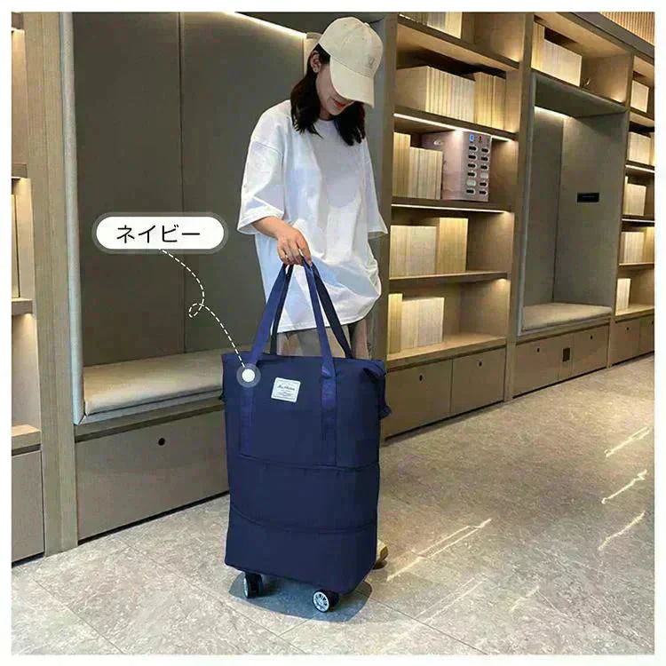 キャリーバッグ 「ライトピンク」 旅行バック 2way 多機能 大きさ調節 4輪 横押し 折りたたみ 軽量 軽い 大容量 機内持ち込み ボストンバッグ おしゃれ 防水 撥水加工 出張