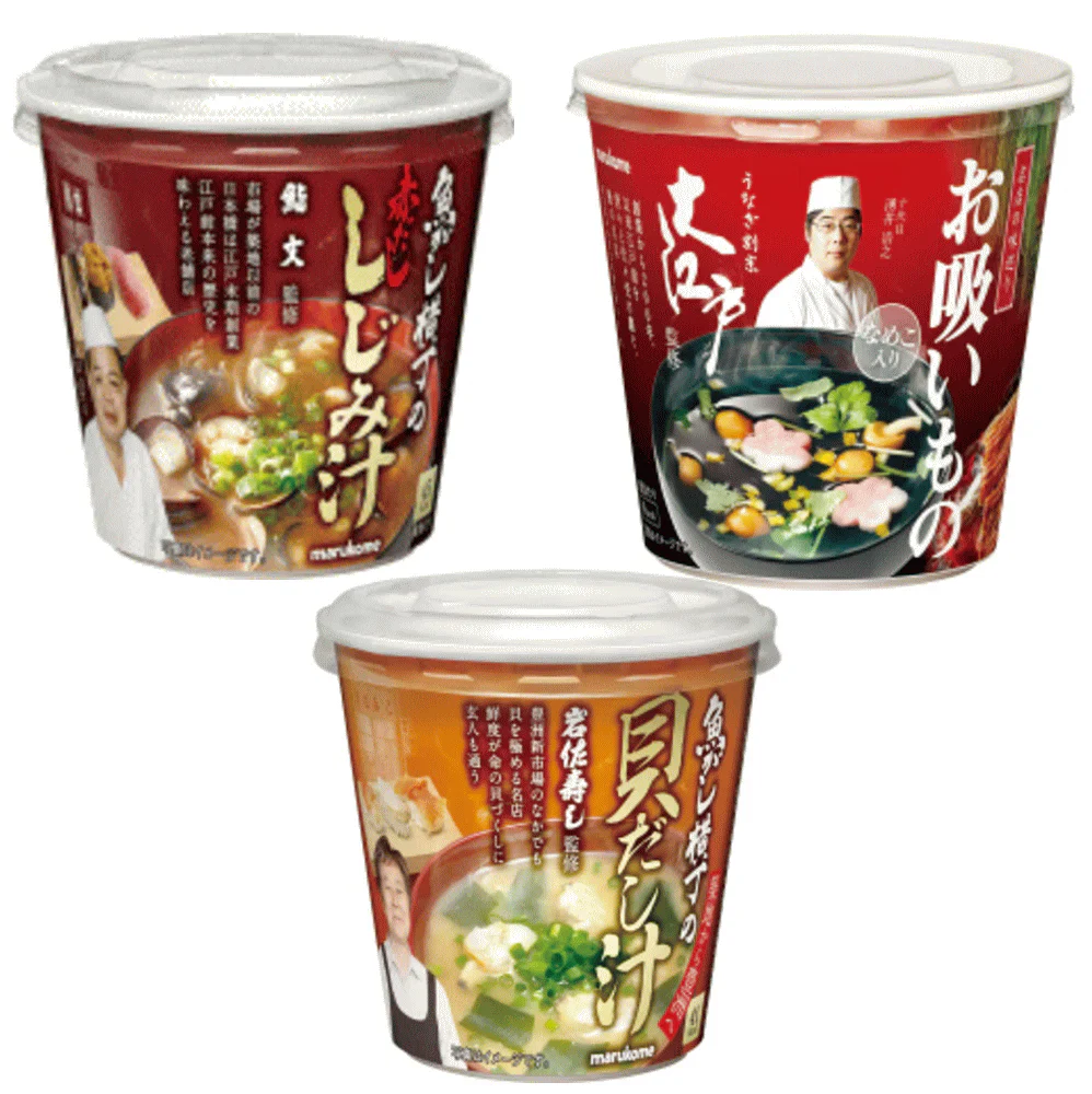 【簡単便利 生みそタイプ】 マルコメ  具材たっぷりの高級カップ味噌汁 名店の味 魚がし横丁 貝だし汁 赤だししじみ 大江戸お吸物 18個セット