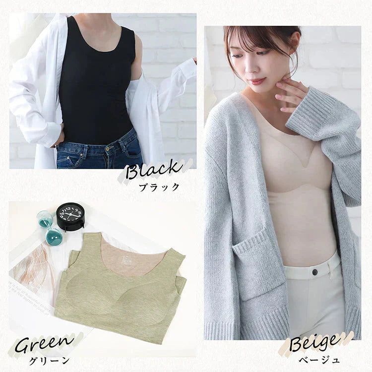 カシミヤシルクタンクトップ 「ベージュLサイズ」 キャミソール カップ付きタンクトップ ブラ カップ付きキャミソール ブラキャミ 裏起毛 カップ取り外し