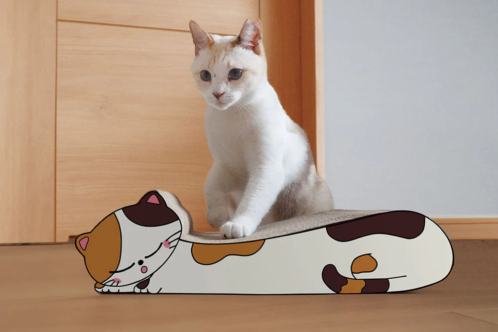 ねこの爪とぎ　居眠りにゃんこ　ミケ◆ 猫 ネコ ねこ にゃんこ 猫用品 ペット ぺっと グッズ 小物 つめとぎ 爪とぎ 爪研ぎ ダンボール 段ボール お洒落 おしゃれ オシャレ 可愛い かわいい カワイイ 猫の日
