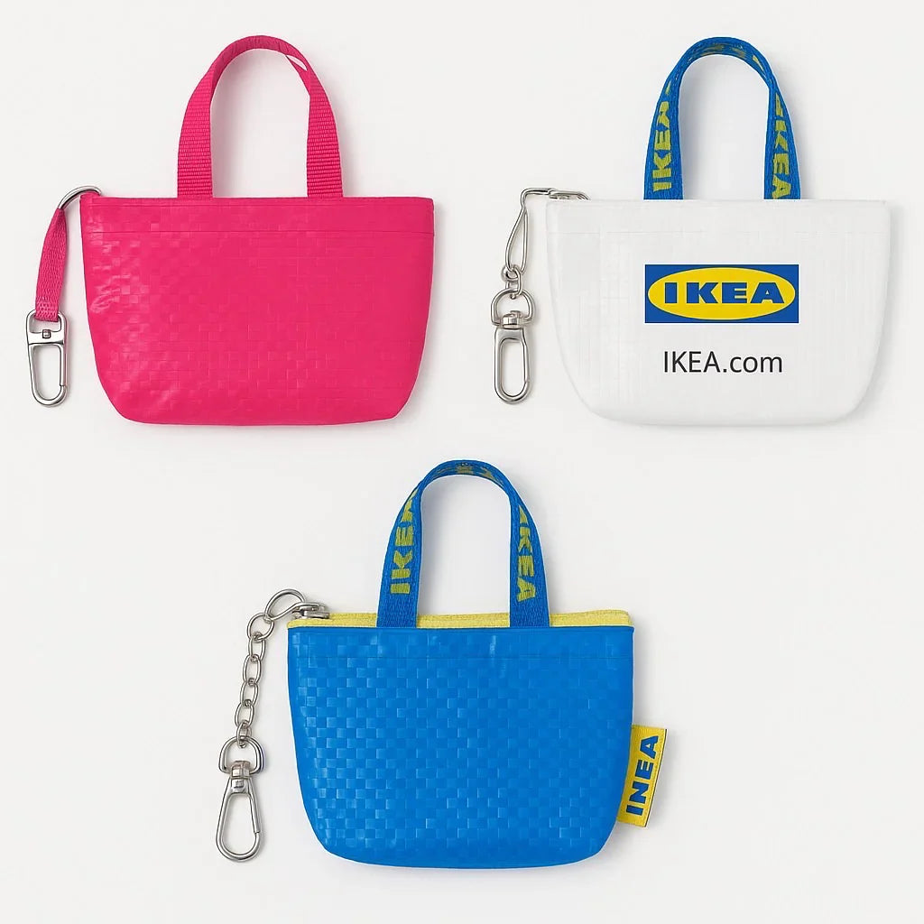 【3個セット】IKEA イケア KNOLIG クノーリグ キーリング キーホルダー キーチェーン(キーチェーン) ファスナー付き ホワイト ピンク ブルー