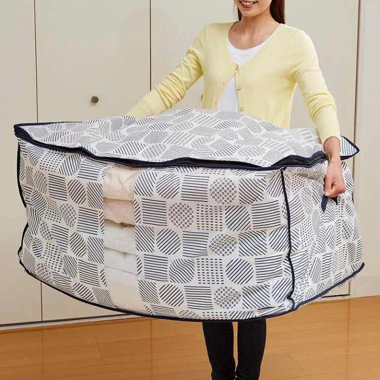 布団・こたつ布団収納袋 北欧柄 布団収納 布団 ふとん 収納 こたつ布団 コタツ布団 ケース 収納袋 大容量 布団袋 袋 不織布 北欧柄 持ち手付き