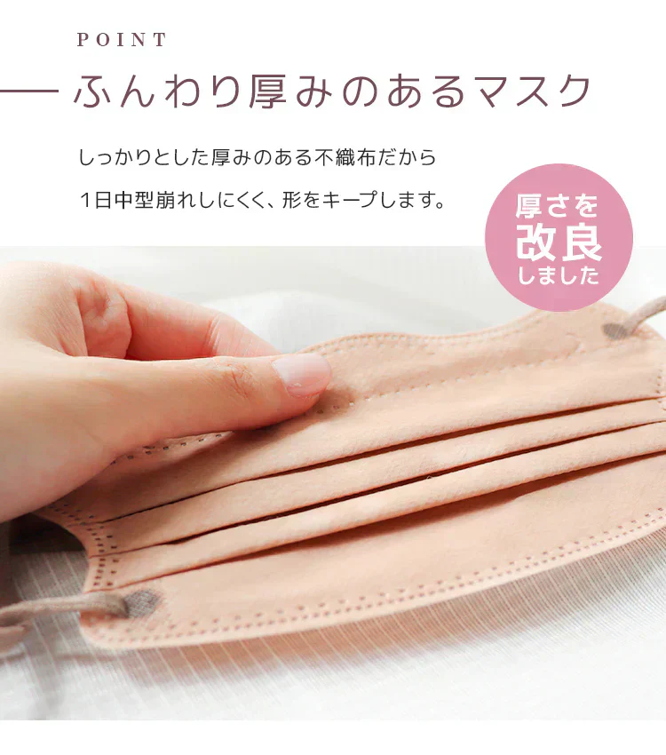 【やや小さめサイズ】【ピンクベージュ】小顔効果 バイカラー マスク 不織布 立体 4Dマスク 小顔マスク バイカラーマスク 3Dマスク 立体マスク 不織布 血色マスク 不織布マスク カラー マスク 立体 3D マスク 4D マスク バイカラー プリーツ プリーツマスク 小さめ 20枚