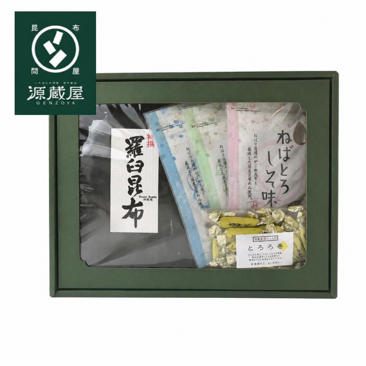 [ギフト]羅臼昆布1等検とねばとろふりかけのセット 【RC-40】　（セット内容）　羅臼昆布1等検 1枚・ねばとろふりかけ3種各1袋　とろろ巻 1袋