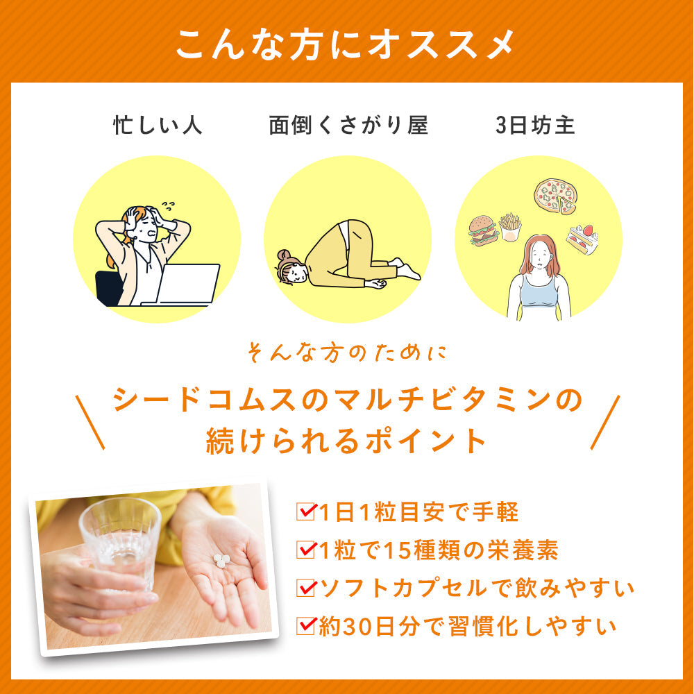 マルチビタミン 《約1ヶ月分》 ネコポス送料無料■代引き・日時指定不可　サプリ/ビタミンサプリ/ミネラル ビタミン 葉酸 ナイアシン ビオチン パントテン酸 ヘスペリジン レシチン デュナリエラカロテン